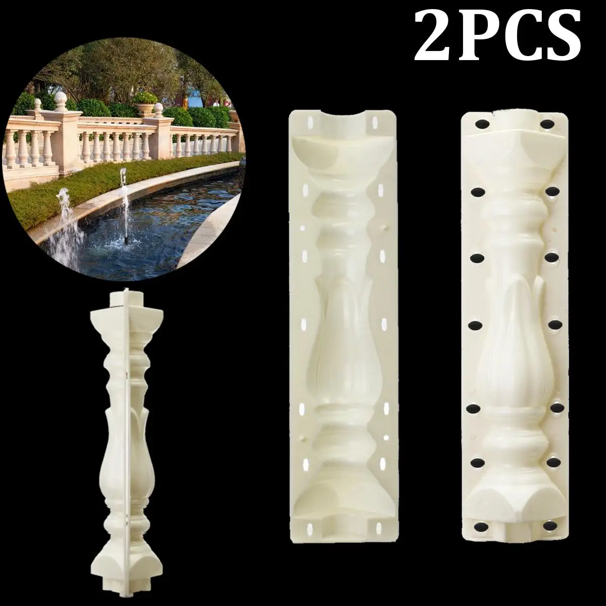 

2Pcs 80cm Fence Mold Garden Paving Mold Roman Column Concrete Flower Shape Mold Balcony Stair Cement Railing Plastic Mold