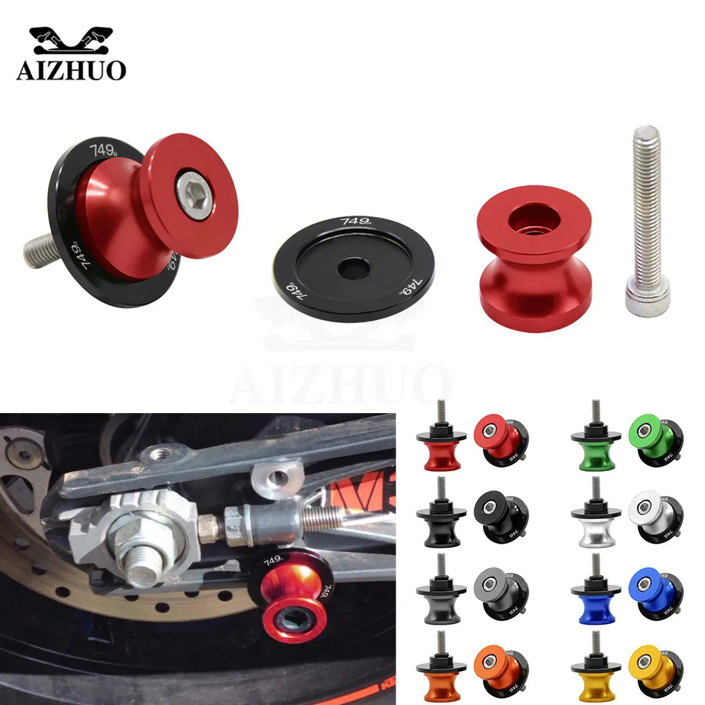 8MM Swingarm Sliders Motorcycle Accessories Spools Stand Screws Slider With 749 R Logo For DUCATI 749 R 749R 2004 2005 2006