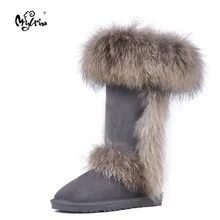 Top New Fashion Natural Fox Fur Genuine Sheepskin Leather Snow Boots High Quality Waterproof Botas Mujer Winter Shoes For Women