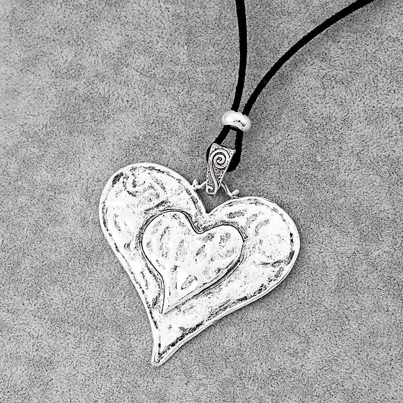 1 предмет Модный комплект ожерелье кованые Слои большой кулон в виде сердца