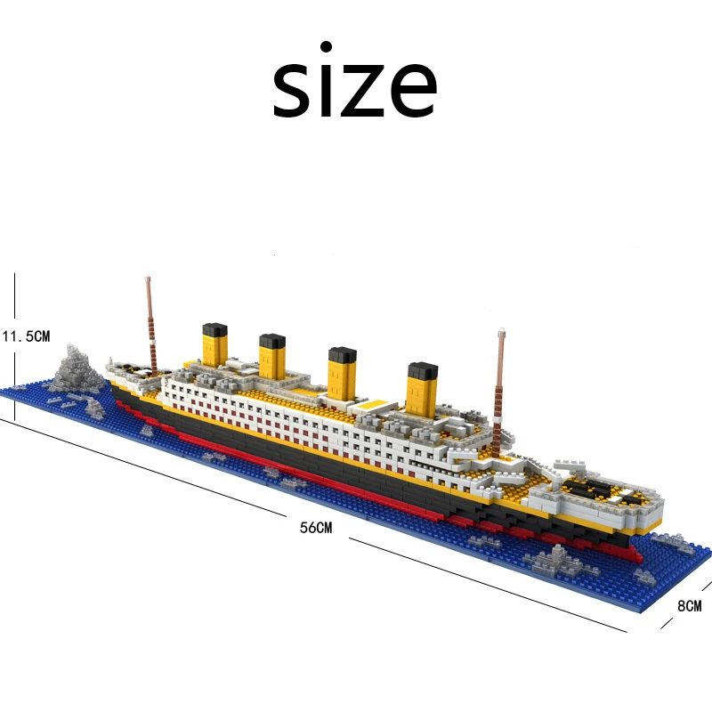 1860 шт титановая модель круизного корабля лодка DIY сборка здания Алмазные Блоки Модель Классические кирпичные игрушки подарок для детей падение