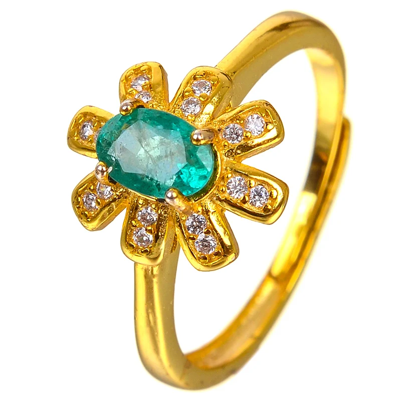 l silver emerald ring 3mm SI grade natural Columbia emerald engagement