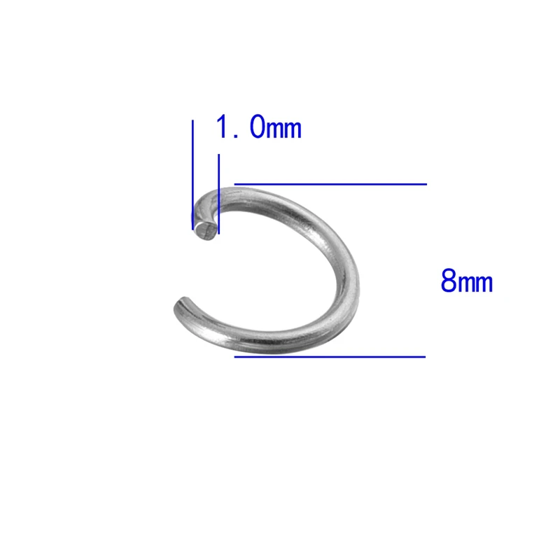 500 шт 304 нержавеющая сталь открытый прыжок кольца посеребренные 4,5, 6,7, 8 мм на выбор подходят для DIY женщин и мужчин модные ювелирные изделия подарки - Цвет: 8mm 500pcs