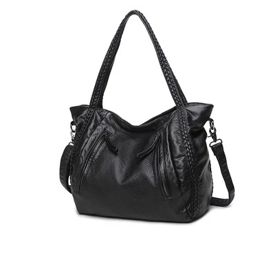 BENVICHED кожаная сумка, женские сумки, мягкая женская сумка через плечо, для женщин, сумки на плечо, Женская Повседневная сумка, сумка Хобо, мешок, Мэн, 142 - Цвет: Large black