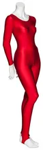 Women Lycra Red Halloween Devil Fancy Dress Unitard Catsuits Costumes Girls Ballet Dance Unitards Long Sleeve Spandex Dance Wear