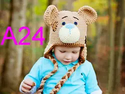 Бесплатная доставка, 100 шт./лот новорожденных хаки teddy bear hat, детские крючком животных hat. Детская шапка берет Фото Опора 100% хлопок