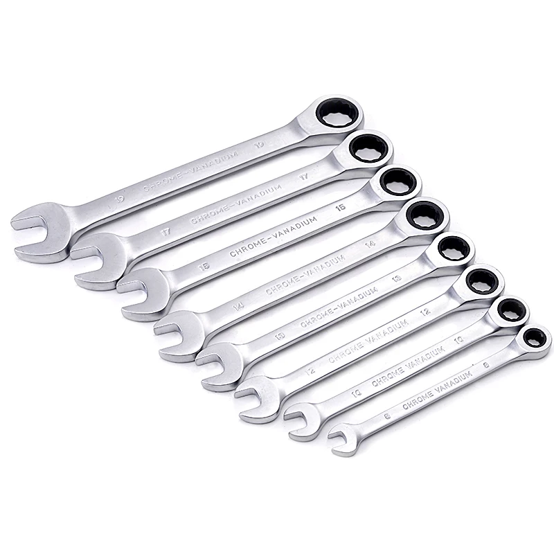 

8-19mm Ratchet Wrench Set Tools Combination Ratcheting Spanners A Set of Keys CRV Steel 72T Multitool Car Wrench Tools
