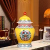 Antique Enamel Ceramic General Tank Vase Royal Flowers Hat-covered Ginger Jars Ornament Creative Gift ginger jar 2