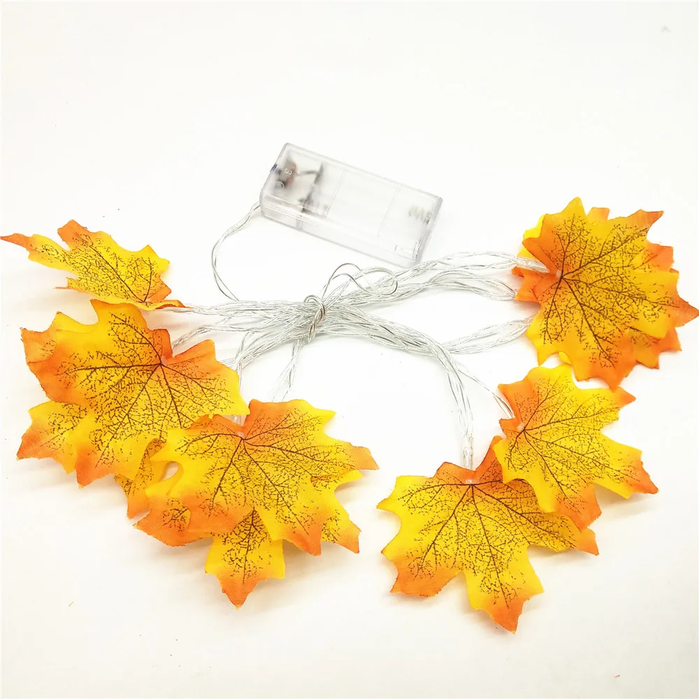 10/20 Leds Fall Maple Leaf Garland LED Lights Autumn Leaves Lighted Battery Powered LED String Lights for Thanksgiving Christmas