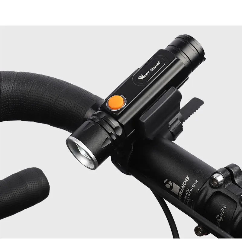 Perfect WEST BIKING 350 LM Bike Light Flashlight IPX-4 Waterproof Headlight Cycling Lights Front Lamp Torch Stretch Zoom Bicycle Light 16