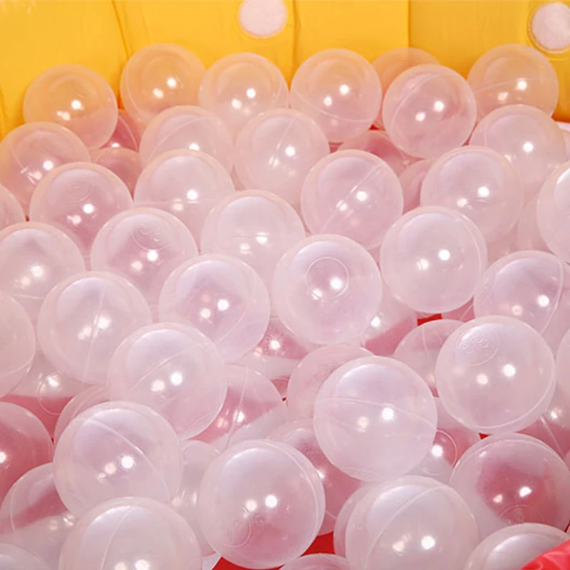 50 pcs lote da seguranca do bebe macio plastico transparente bolas para o mar para a piscina brinquedos engracados dos esportes stress air jogar bola