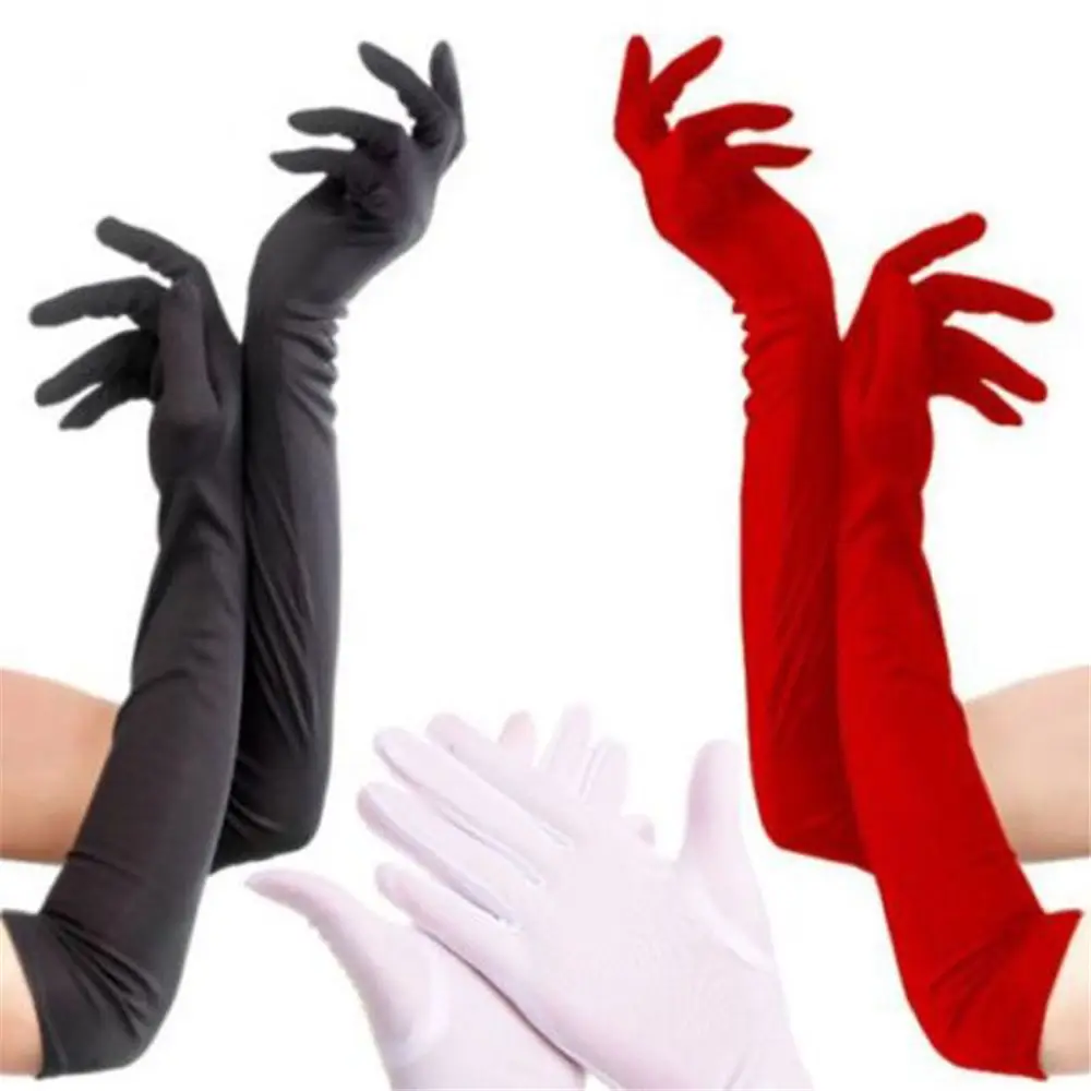 

Fashion 2 colors Satin Long Gloves Opera Evening Party Costume Gloves