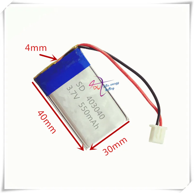 XHR-2P 2.54 550mAh 403040 3.7V polymer lithium ion battery