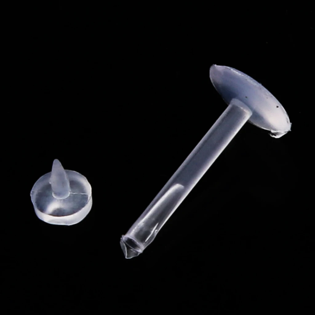 20 Pieces Bulk Transparent White Acrylic Nose Stud Barbell Lip Tongue Body Piercing for Men Women