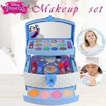 

Disney Cosmetics Toys 32PCS Ice Princess Dressing Case Set Toys Non-toxic Material Clear Water Cleaning Girls Birthday Gifts