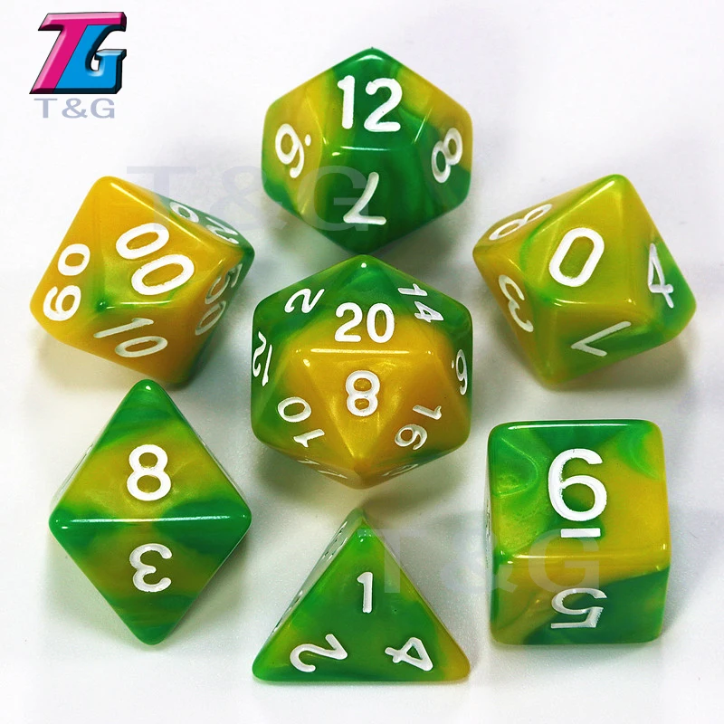 7 pcs кости с сумкой D& D d4, d6, d8, d10, d%, d12, d20 многогранные Настольная игра штук ролевой игры