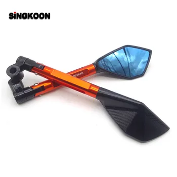 

8 10mm universal cnc motorcycle mirrors Blue Lens Rearview Side Mirror FOR triumph motorcycle ducati monster 696 Kawasaki z650