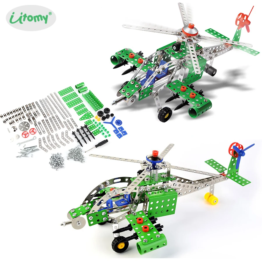 

Construction Apache Armed Helicopter Military Action Building Puzzle,the creative Metal Building Model Kits with tools Play Set