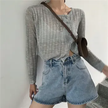 

Alien Kitty Fresh Thin Knitted Single Breasted Irregular 2019 Autumn Sunscreen Solid Simple Free Cardigans Sweaters 3 Colors