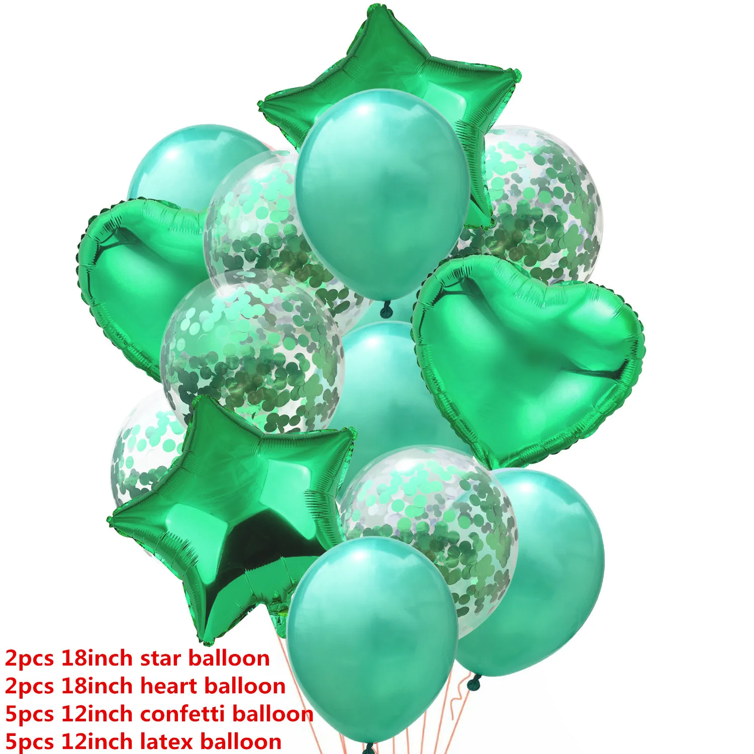 Свадебное Украшение 18 дюймов розовое золото Сердце Звезда фольга шар Синий Розовый шары из латекса конфетти шары День рождения Детские игрушки 8 - Цвет: green confetti