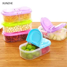 XUNZHE Мода Multi-Функция двойной решетки ящик для хранения Портативный Коробки для обедов Еда зерна фрукты запечатанной коробке дома Кухня аксессуары
