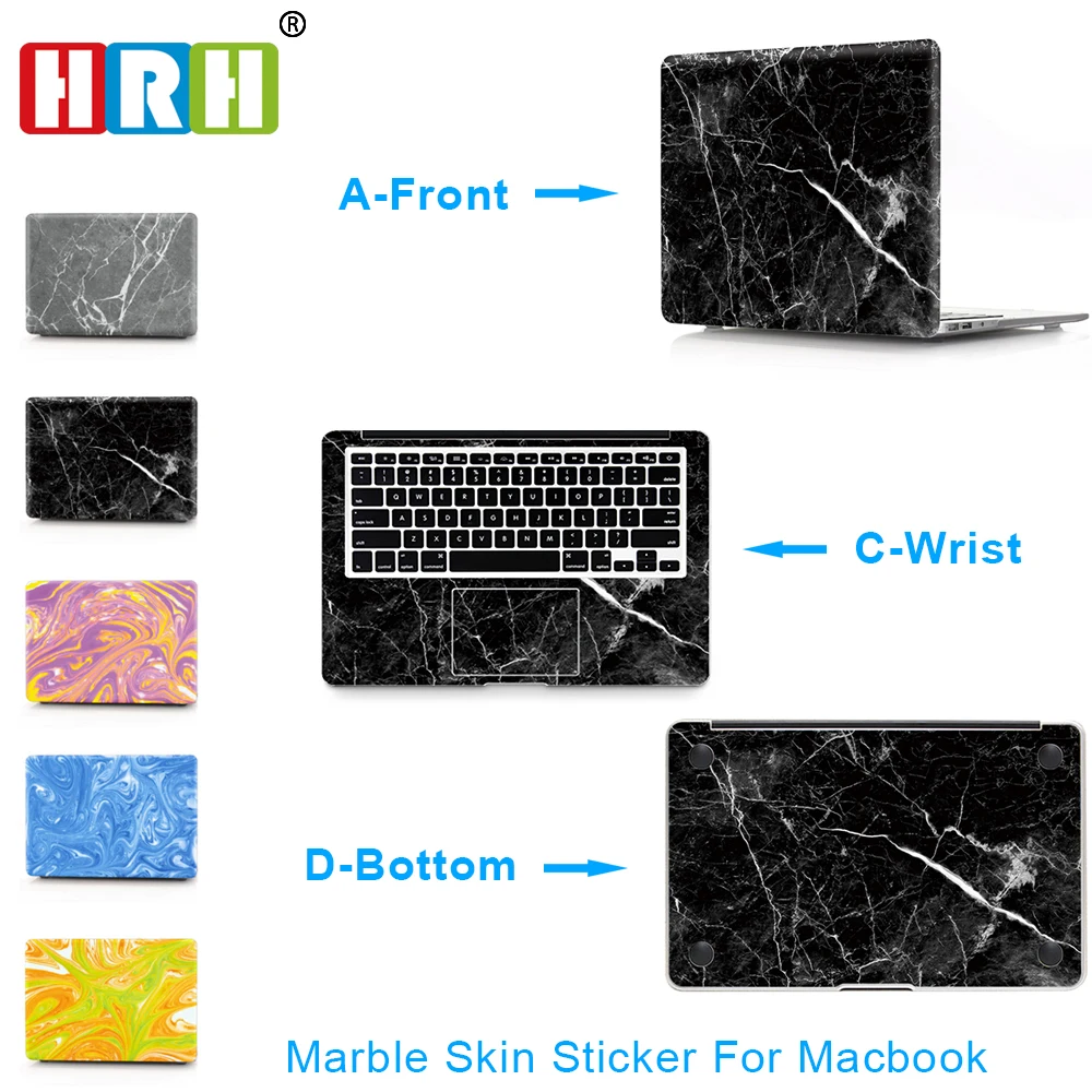 HRH 3 in 1 Marble Design Laptop Decal Stickers Palm Rest Guard Skin Case For Macbook Air Pro Retina11 12 13 15 Protective Skin