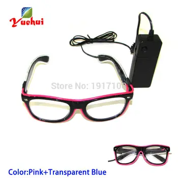 

2020 New arrival 5 Trendy style Sound Activated Double color Glasses Powered By DC-3V EL Wire Cold Light Tube Crazy Party Decor