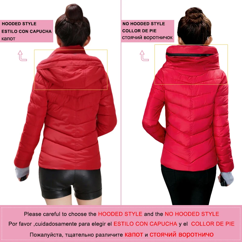 Beste Winterjas Vrouwen Parka Bovenkleding Effen Hooded Jassen Korte Vrouwelijke Slanke Katoen Gewatteerde Basic Tops