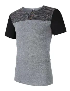 

Men's Patchwork Summer T-shirts Casual Cotton Blend Fitted Short Sleeve Contrast Color Stitching T-Shirt Big Size SAN0