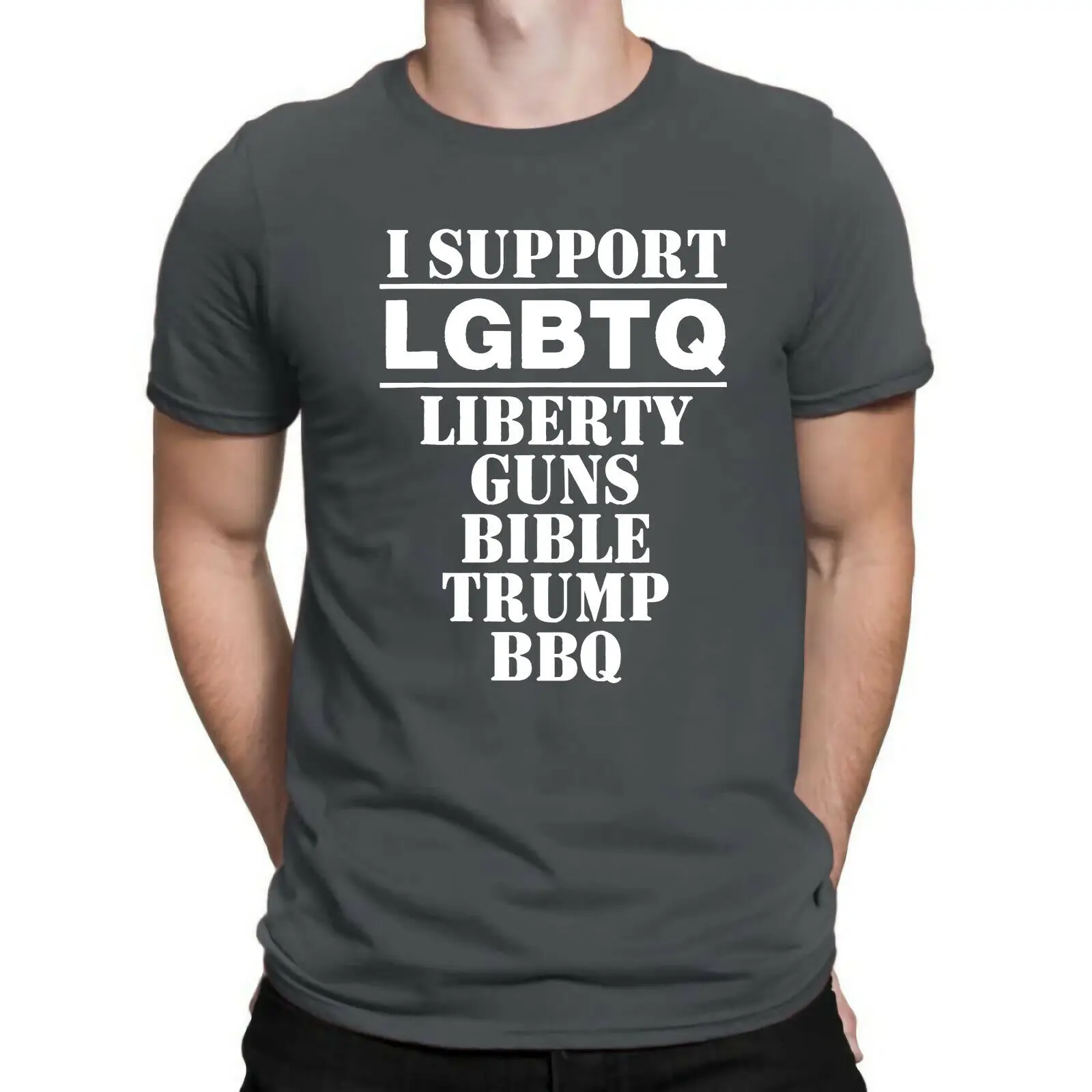 Я поддерживаю Lgbtq Liberty Guns Bible Trump Bbq забавная футболка с надписью 2Nd 45 я Футболка