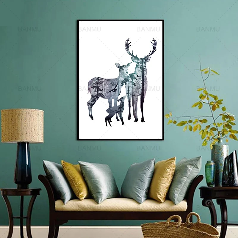 

Abstract anmial Elk eagle Creative Canvas Painting Modern Wall Art Painting Poster for Living Room Home Decor Painting no Frame