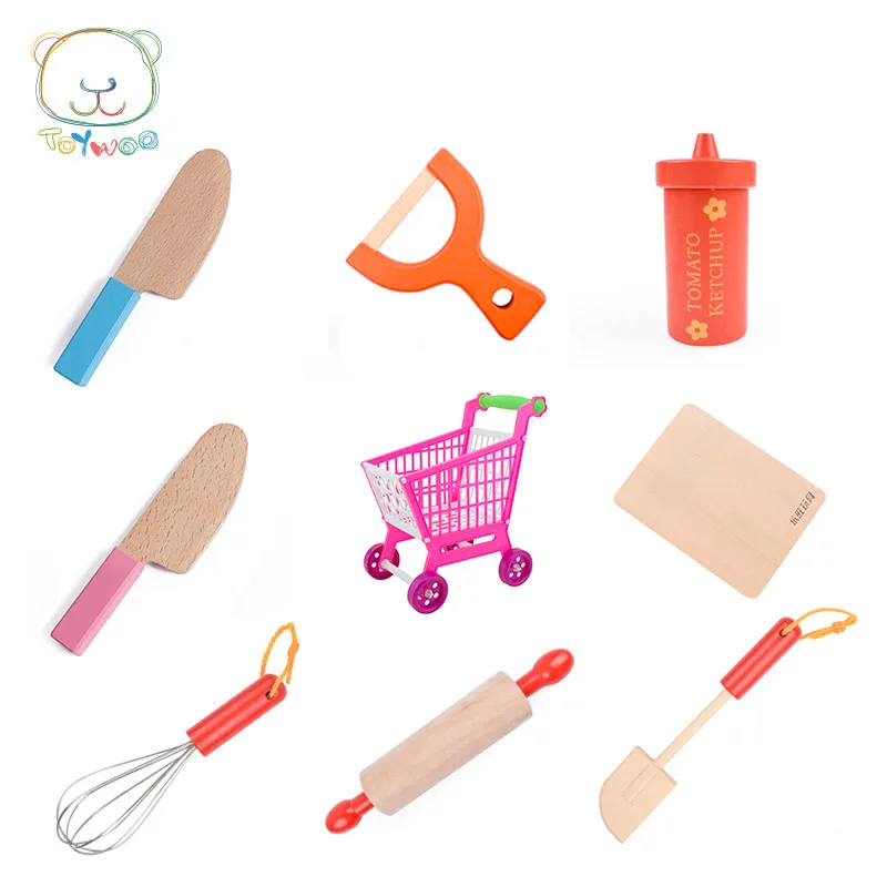 

[Toy Woo] Kids Kitchen Toys Wood Kitchen Baking Tools Group Kids Pretend Play Educational Toy Safety Children Kitchen Toys Sets