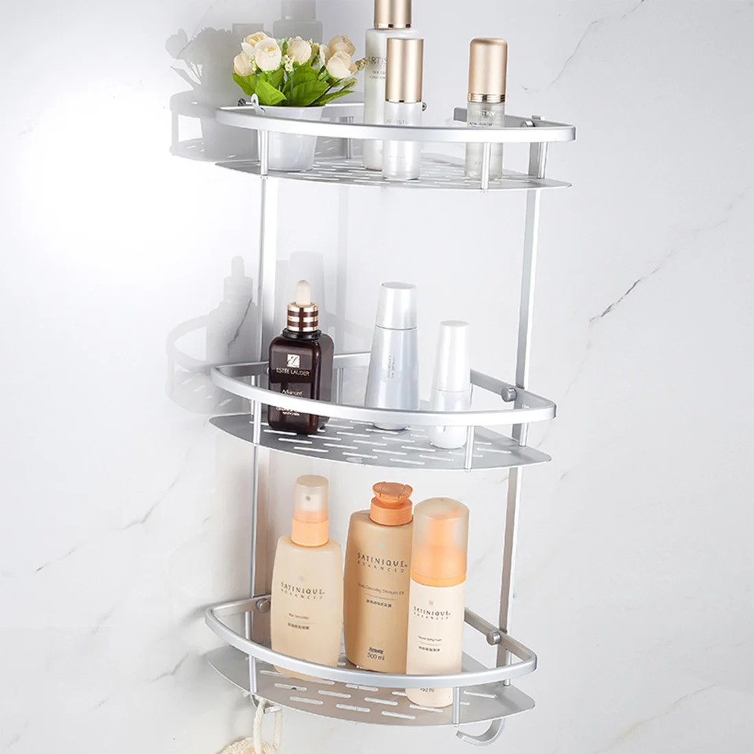  Space Aluminum Bathroom Shelf Shower Shampoo Soap Cosmetic Shelves Bathroom Accessories Storage Org
