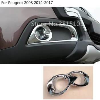 

car body front fog light lamp detector frame stick styling ABS Chrome cover trim 2pcs For Peugeot 2008 2014 2015 2016 2017