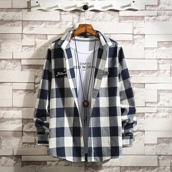 

KLV 2019 men shirt streetwear shirt Casual Fashion Business Plaid Printing Loose Long Sleeve Shirt Tops Blouse free shipping D4