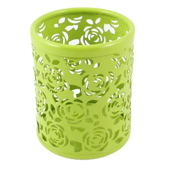 

Wholesale Promotion ! Metal Cylinder Handwork Flower Pen Pencil Eraser Holder Light Green,IN STOCK