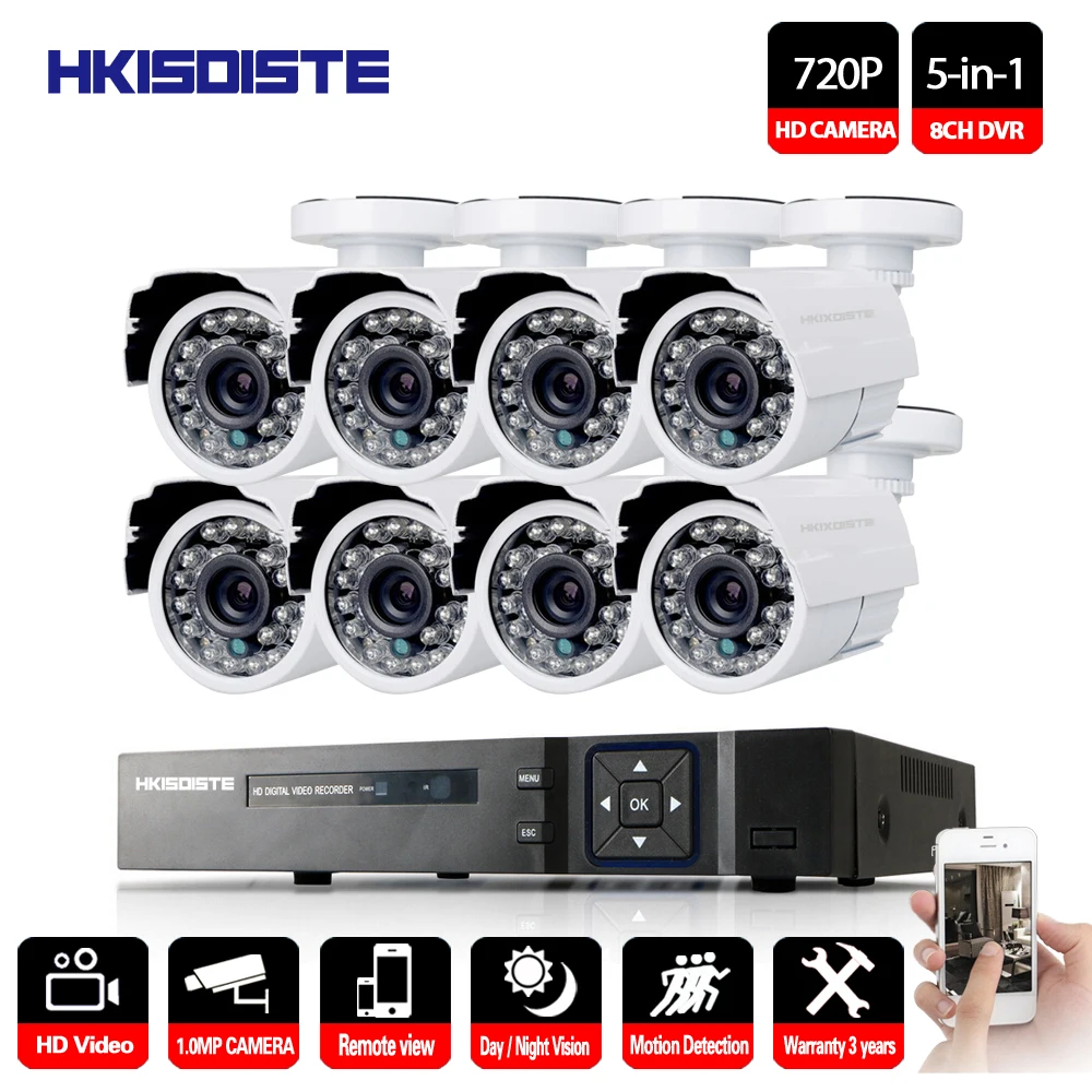8CH CCTV System Wireless 1080P HD DVR 8PCS 2.0MP IR Outdoor Waterproof