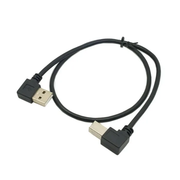 Правый и левый Угловой 90 градусов USB 2,0 A папа в B папа Угловой 90 градусов принтер кабель 50 см 1 м для принтера и сканера