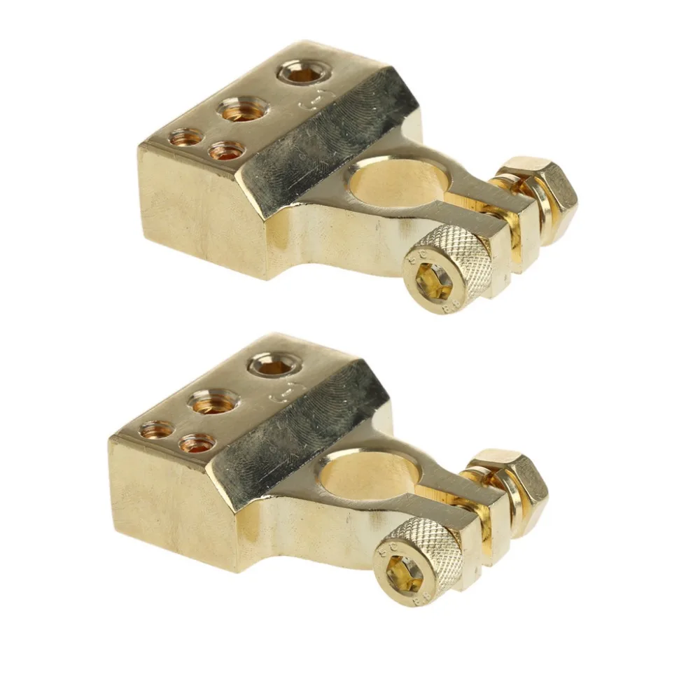 BEST 2PCS HEAVY DUTY Metal Gold Plated Gauge Car Battery Terminal Positive/Nagative F 0/1 2 4 8 AWG