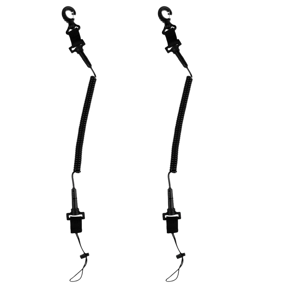 2 Pieces Protable Safety Camera Coil Lanyard Spring Clips Buckle for Scuba Diving Snorkel