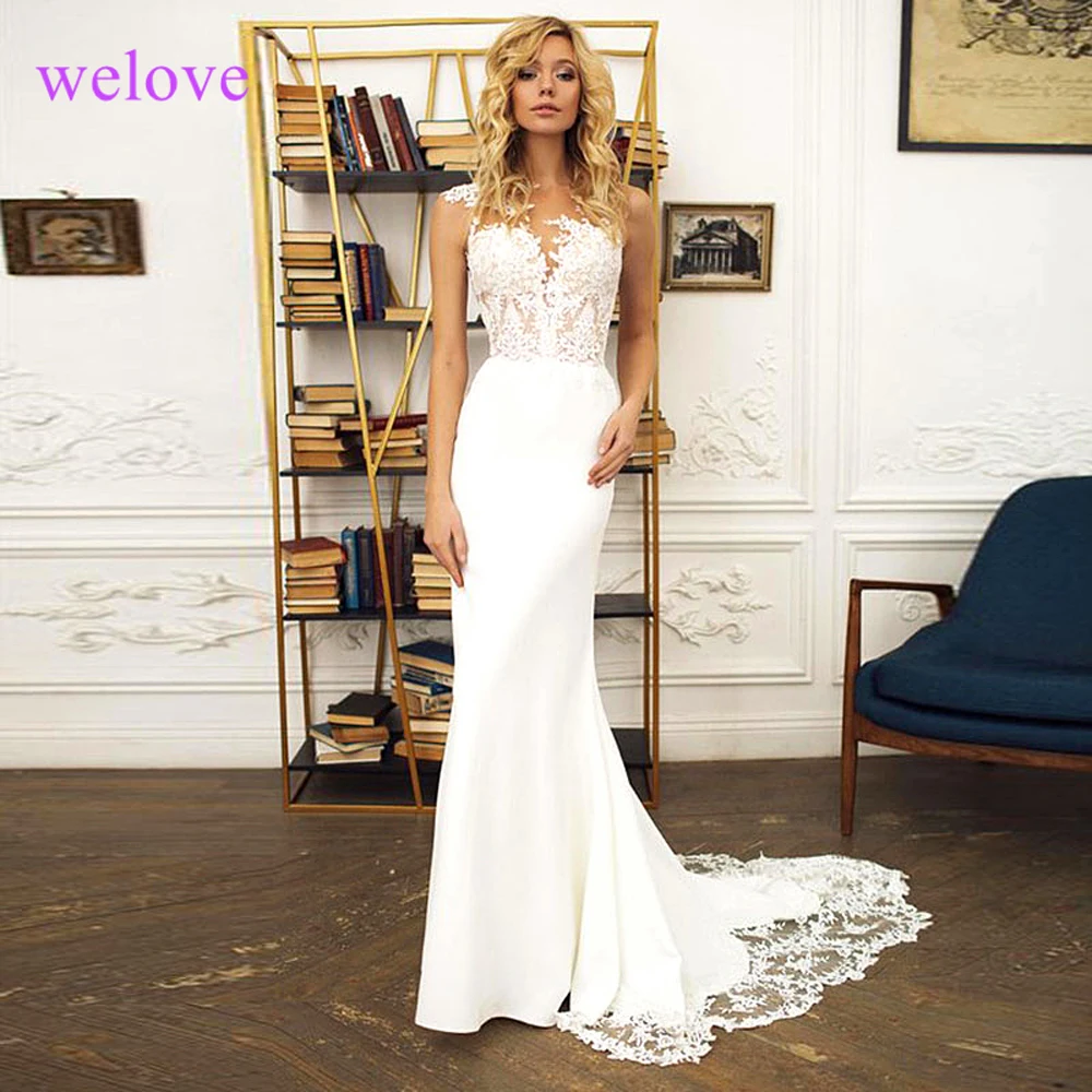 New Arrival Quality Satin Mermaid Wedding Dress2019fashion Luxury