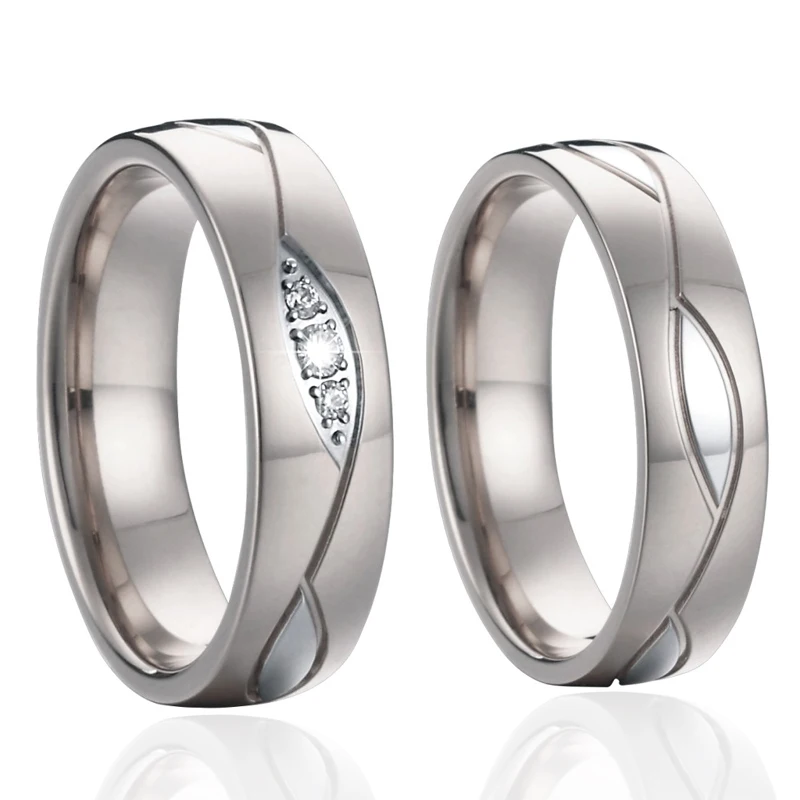 

Promise Wedding Rings for men and women proposal wedding band Silver color Anniversary gift couple rings