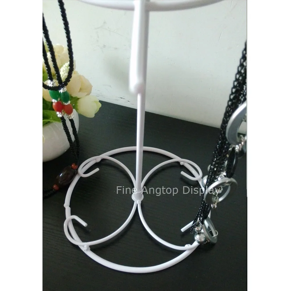 Вращающаяся металлическая железная белая витрина 12 колышек 2 уровневая