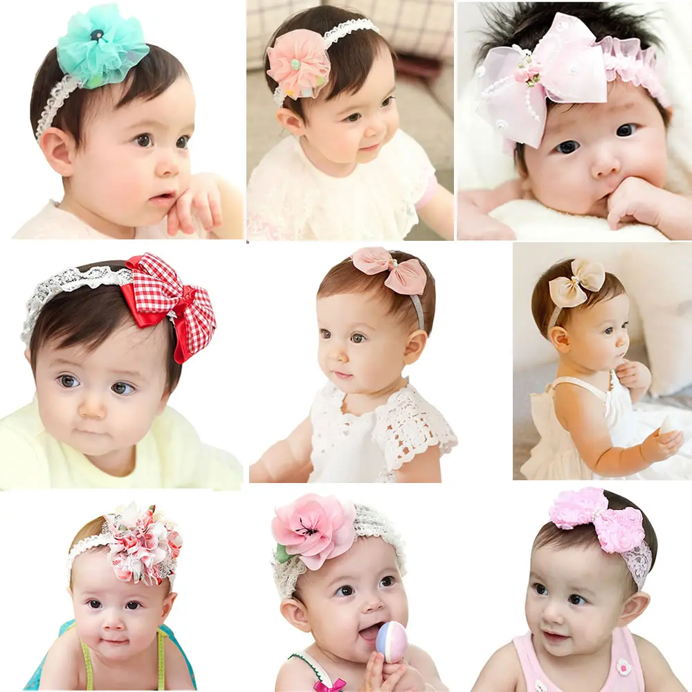 

New Born Baby Bebe Newborn Children Kids Baby Girl Pretty Flower Bowknot Head Bow Headband Hair Accessories Bow Headwear Hot