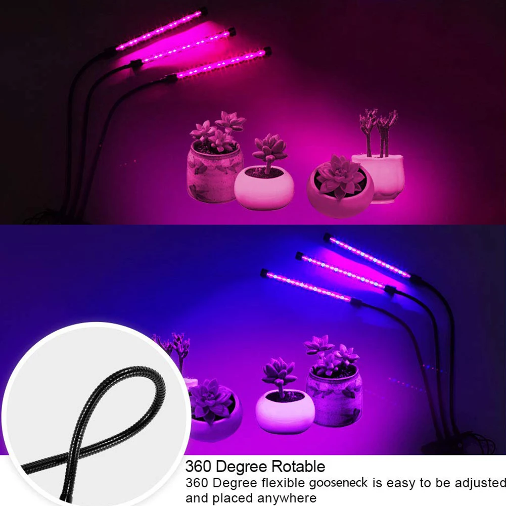 

LED Bulbs For Indoor Plants Grow Light High Illumination Flower Vegetables Timer Adjustable Gooseneck 3 Memory Clip Holder