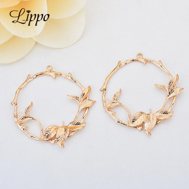 

10pcs 24k Gold Color plated Branch Charms Leaf Big Pendants Fashion DIY Earring Necklace Accessory Jewelry Making