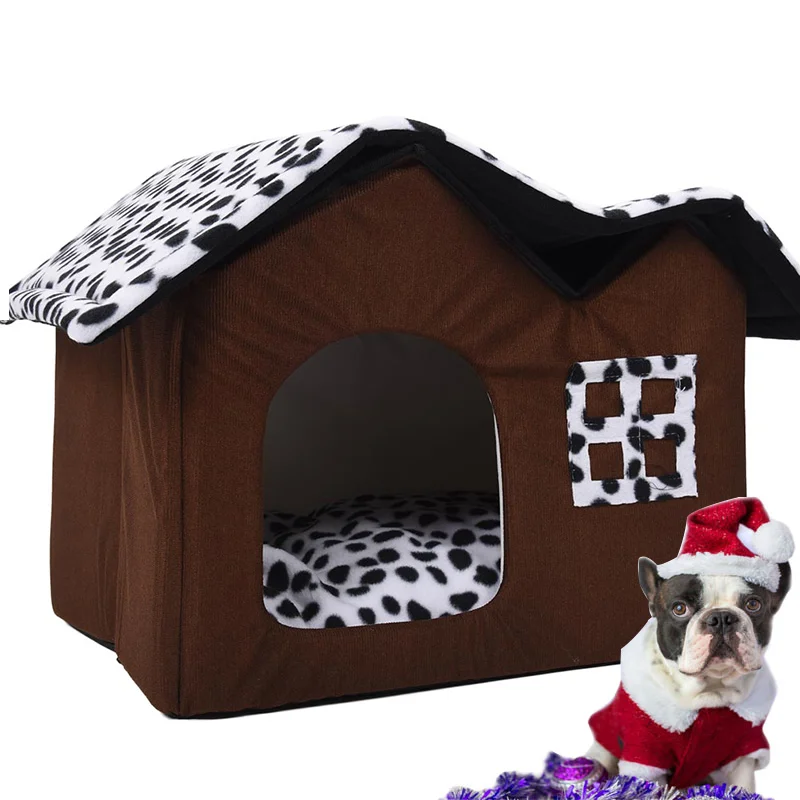 Домик для домашних животных складная кровать с ковриком мягкая зимняя подушка для софа для собак и щенков домик Питомник Гнездо для собаки кошки кровать две крыши