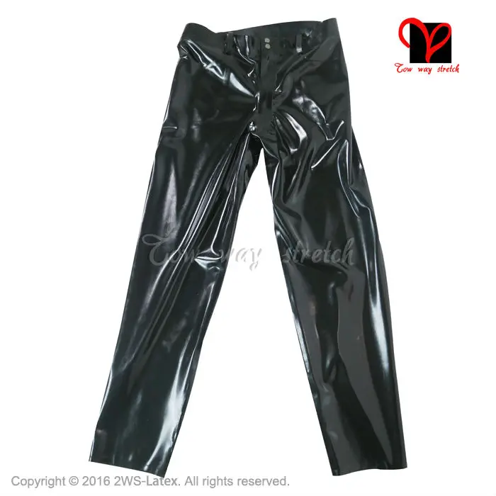 Черные латексные джинсы резиновые штаны Военные Брюки передняя молния fly button черные брюки Gummi Большие размеры XXXL KZ-007