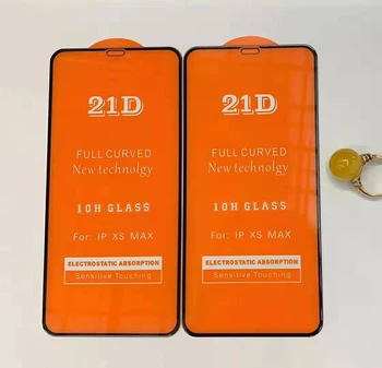 

500pcs 21D Full Glue Cover Tempered Glass For iPhone 11 Pro Max XS XR X 8 7 6 6S Plus Toughen Protective Screen Protector Film