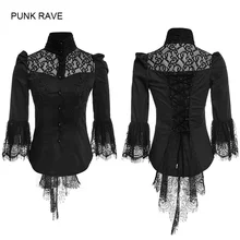 Модная Новая женская готическая футболка викторианская Visual к визуальный Kei эмо сексуальный черный кружевной топ Y668